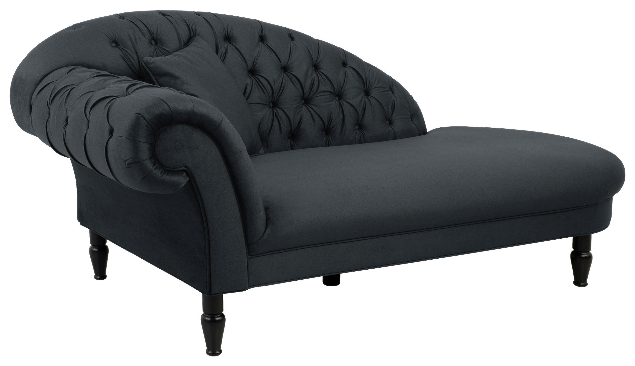 RÉCAMIERE in Velours Anthrazit  - Anthrazit/Schwarz, Design, Holz/Textil (216/91/103cm) - MID.YOU