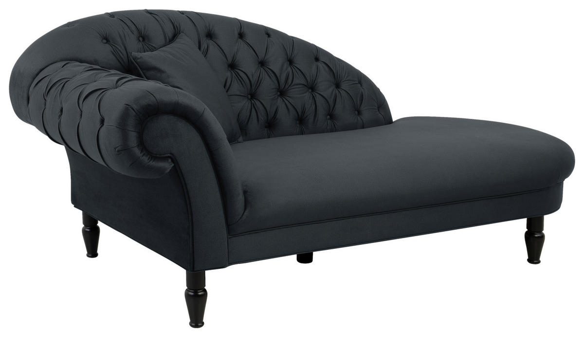 RÉCAMIERE in Velours Anthrazit  - Anthrazit/Schwarz, Design, Holz/Textil (216/91/103cm) - MID.YOU