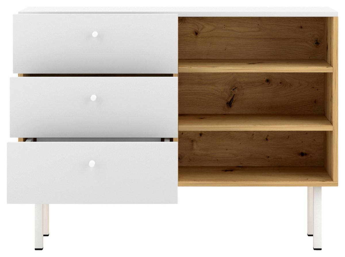 SIDEBOARD  in 100/75/41,6 cm  - Weiß/Eiche Artisan, Design, Holzwerkstoff/Kunststoff (100/75/41,6cm) - MID.YOU