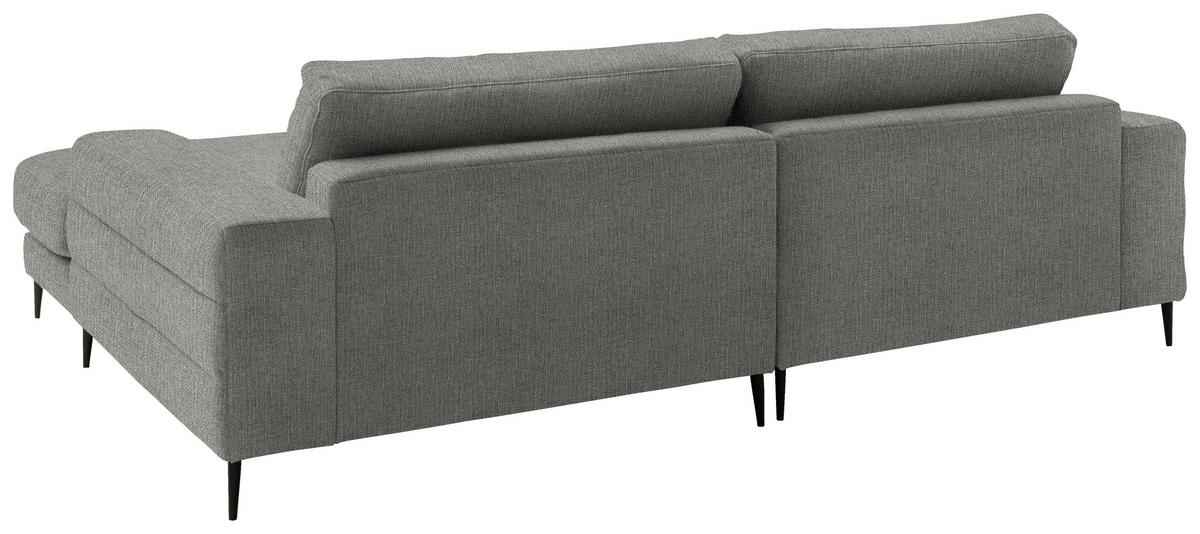 ECKSOFA in Flachgewebe Hellgrau  253/177 cm  - Hellgrau/Schwarz, Design, Textil/Metall (253/177cm) - Dieter Knoll