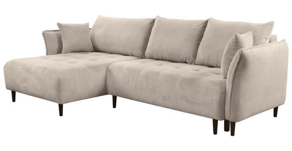 ECKSOFA Creme Chenille  - Creme/Schwarz, KONVENTIONELL, Holz/Textil (160/290cm) - Carryhome