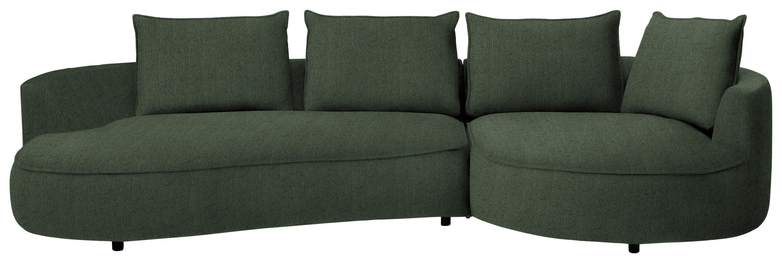 BIGSOFA in Chenille Waldgrün  - Waldgrün/Schwarz, Design, Kunststoff/Textil (322/82/154cm) - home24
