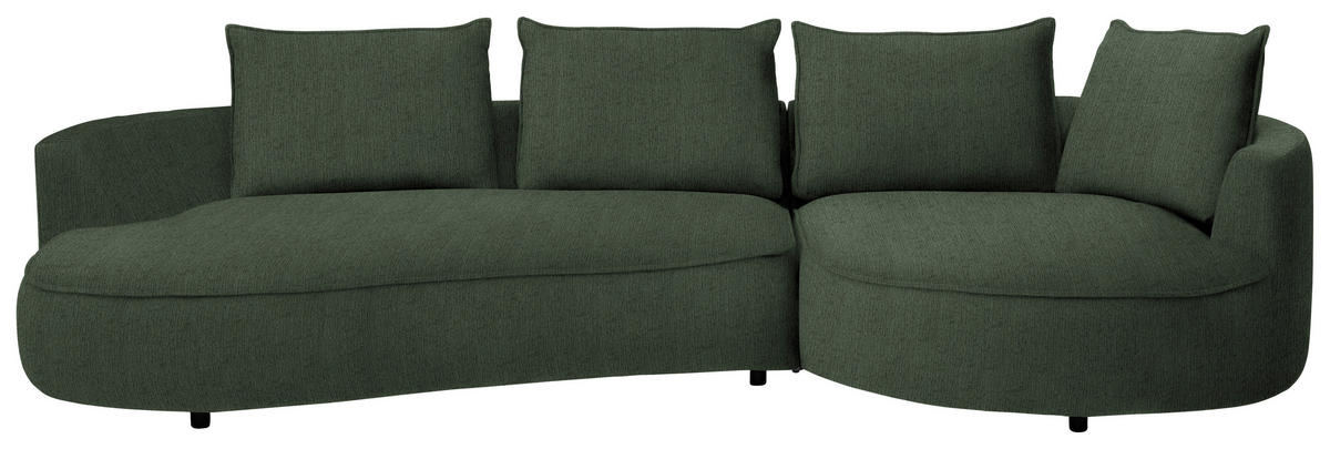BIGSOFA in Chenille Waldgrün  - Waldgrün/Schwarz, Design, Kunststoff/Textil (322/82/154cm) - home24