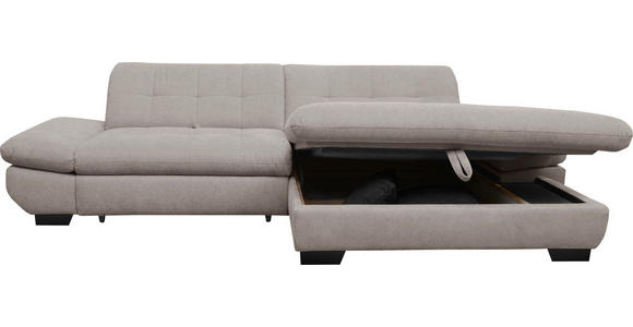 ECKSOFA in Mikrofaser Hellgrau  - Hellgrau/Schwarz, Design, Textil/Metall (290/198cm) - Xora