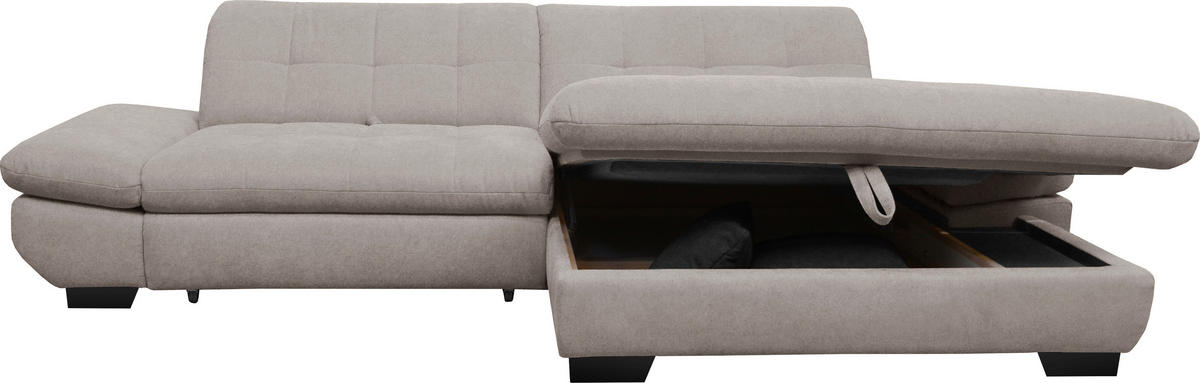 ECKSOFA in Mikrofaser Hellgrau  - Hellgrau/Schwarz, Design, Textil/Metall (290/198cm) - Xora