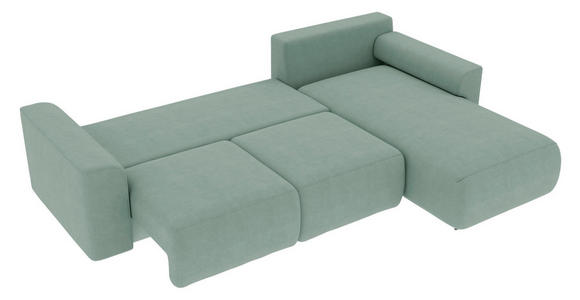 ECKSOFA in Velours Mintgrün  293/195 cm  - Chromfarben/Mintgrün, KONVENTIONELL, Kunststoff/Textil (293/195cm) - Carryhome