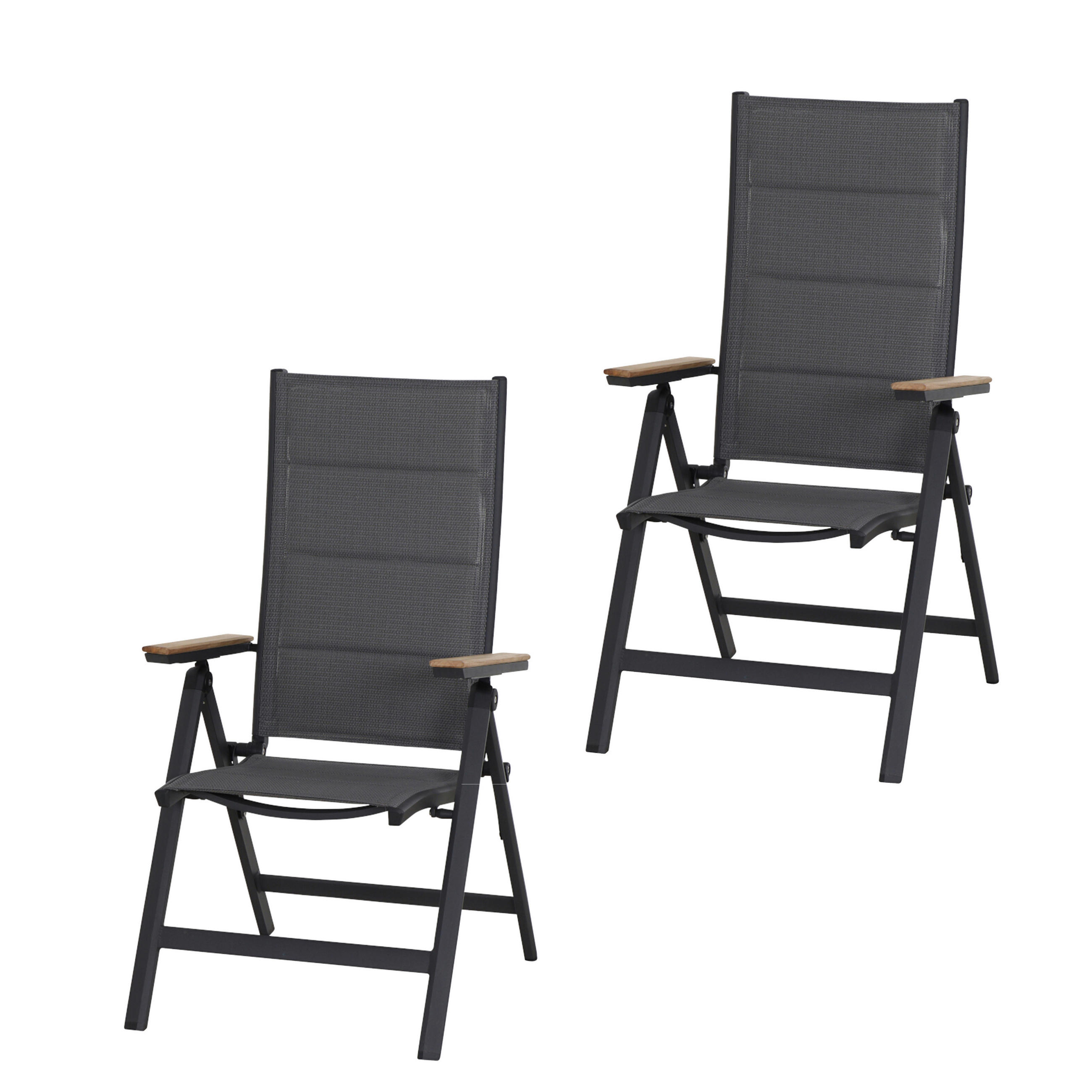 KLAPPSESSEL-SET - Anthrazit, Basics, Holz/Kunststoff (59/110/68cm) - Siena Garden