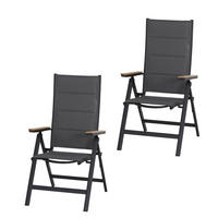 KLAPPSESSEL-SET in Holz, Metall, Kunststoff Anthrazit  - Anthrazit, Basics, Holz/Kunststoff (59/110/68cm) - Siena Garden
