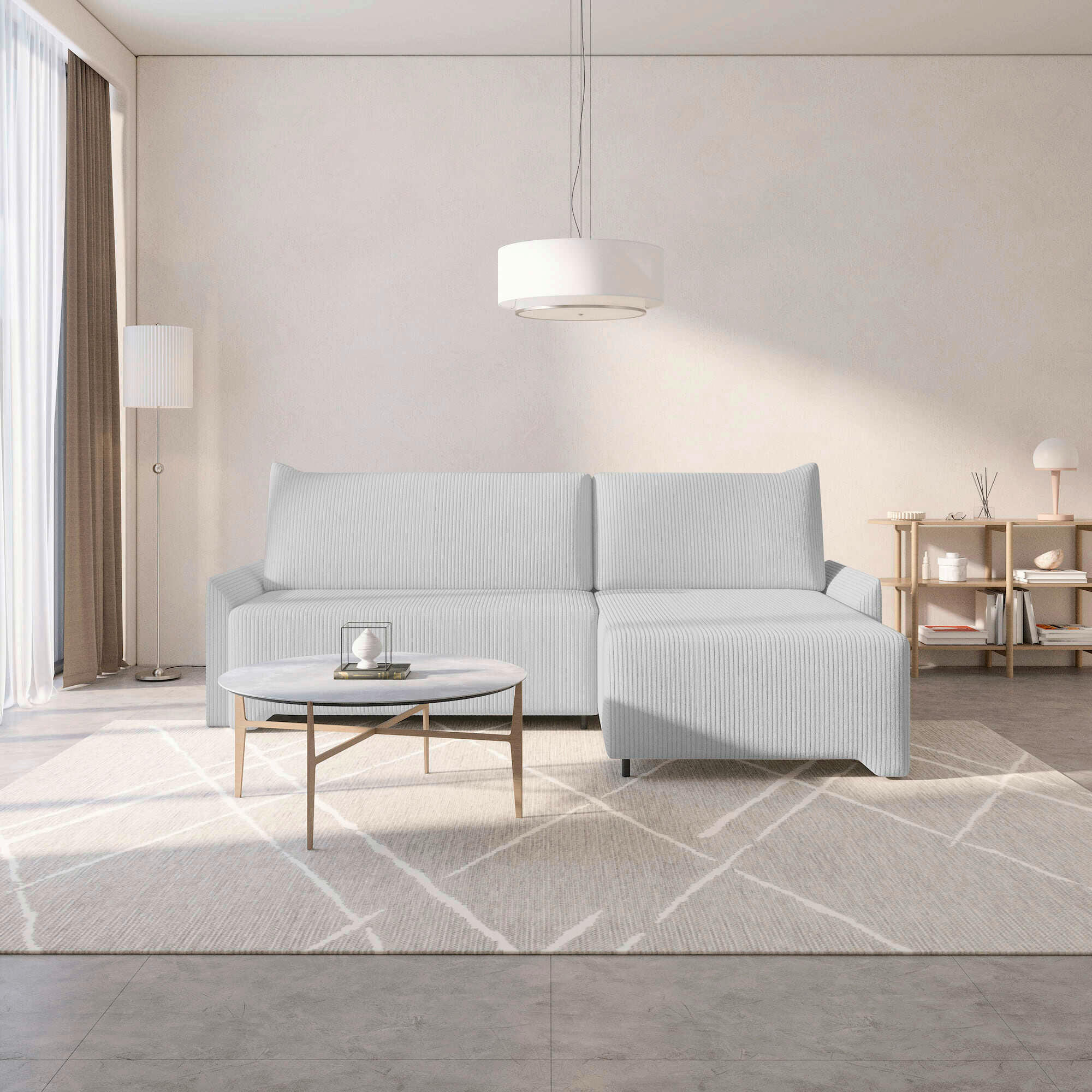 ECKSOFA LOCO in Cord Hellgrau  - Hellgrau, Design, Kunststoff/Textil (245/174cm) - MID.YOU