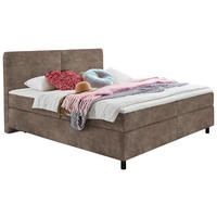 BOXSPRINGBETT 160/200 cm  in Taupe  - Taupe/Schwarz, Konventionell, Kunststoff/Textil (160/200cm) - Hom`in