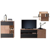 HYLLKOMBINATION  i antracit, ek Bianco  328/193/50 cm  - ek Bianco/svart, Design, metall/trämaterial (328/193/50cm) - MID.YOU