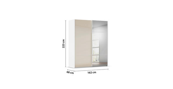 SCHWEBETÜRENSCHRANK 162/223/68 cm 2-türig Weiß, Champagner - Champagner/Weiß, KONVENTIONELL, Glas/Holzwerkstoff (162/223/68cm) - Novel