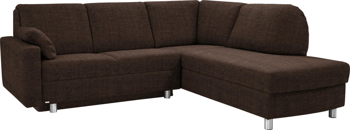 ECKSOFA in Chenille Dunkelbraun  227/208 cm  - Dunkelbraun/Alufarben, KONVENTIONELL, Textil/Metall (227/208cm) - Sedda