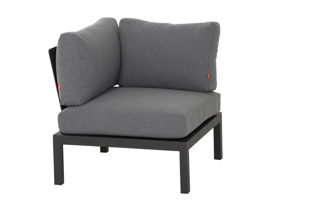 LOUNGEGARNITUR Teakholz massiv Aluminium  - Anthrazit/Grau, KONVENTIONELL, Holz/Textil (252/84/252cm) - Siena Garden