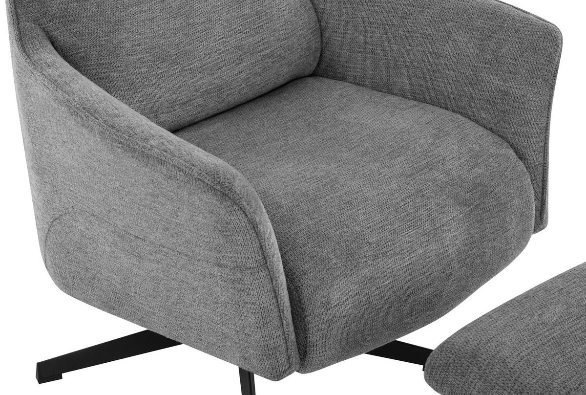 RELAXSESSELSET Mikrofaser    - Schwarz/Grau, Design, Textil/Metall (76/110/85.5cm) - Welnova