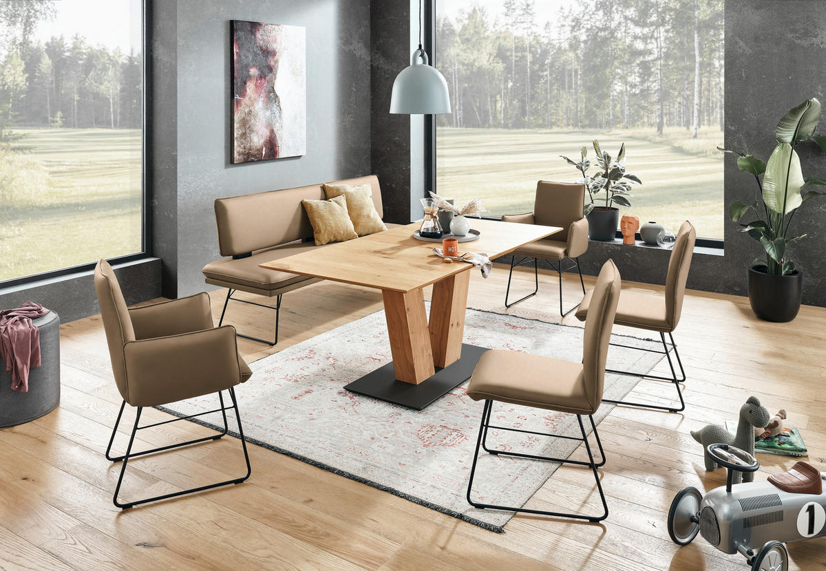 SITZBANK in Metall, Textil Schwarz, Sandfarben  - Sandfarben/Schwarz, Design, Textil/Metall (195/91/65cm) - Dieter Knoll