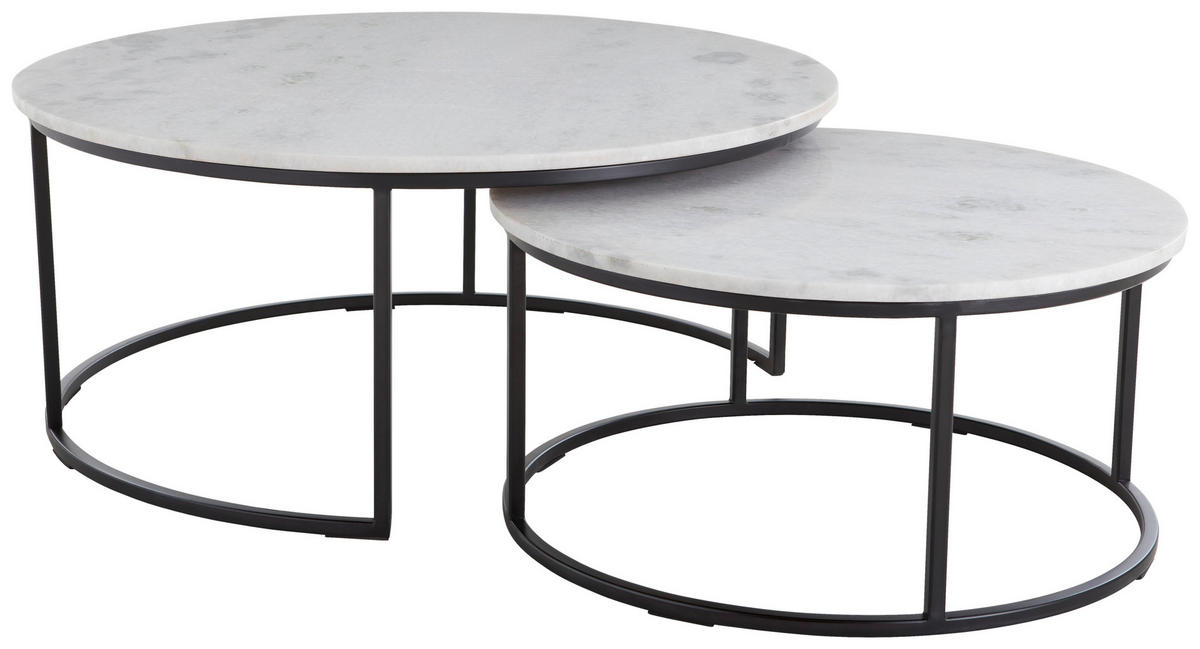 SET KLUB STOLIĆA bijela  kamen  - bijela/crna, Design, kamen/metal (80/80/35cm) - Novel