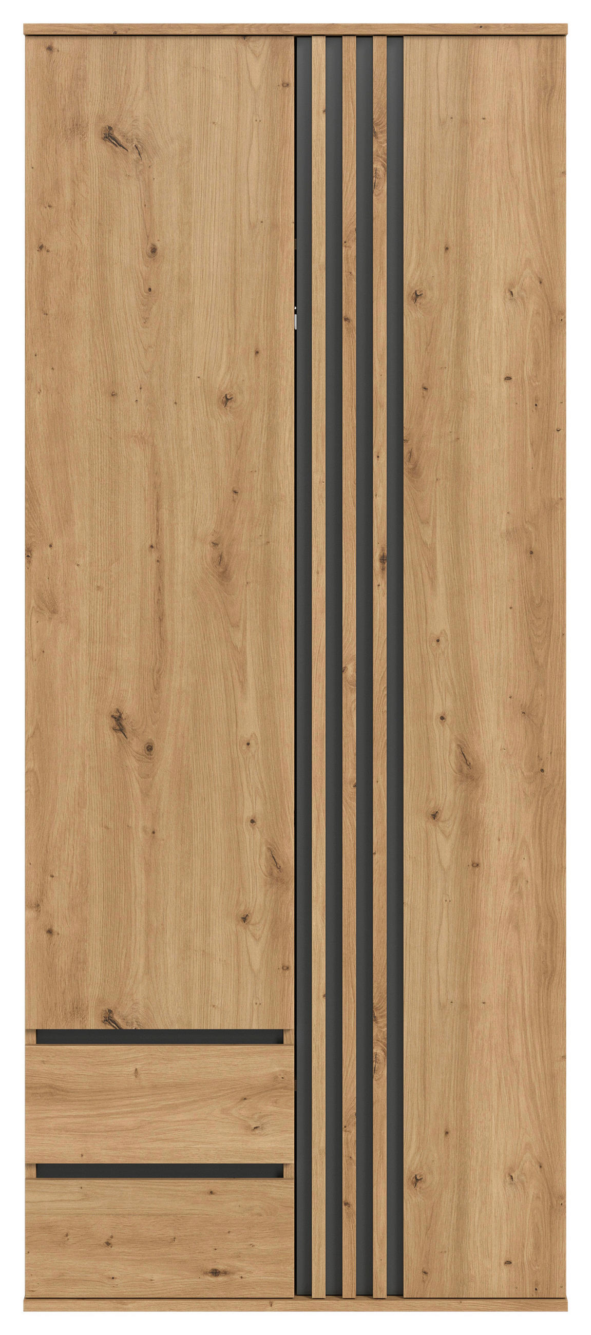 DREHTÜRENSCHRANK 80/192/56 cm,  in Anthrazit, Eiche Artisan, 2-türig  - Anthrazit/Eiche Artisan, ROMANTIK / LANDHAUS, Holzwerkstoff (80/192/56cm) - Livetastic