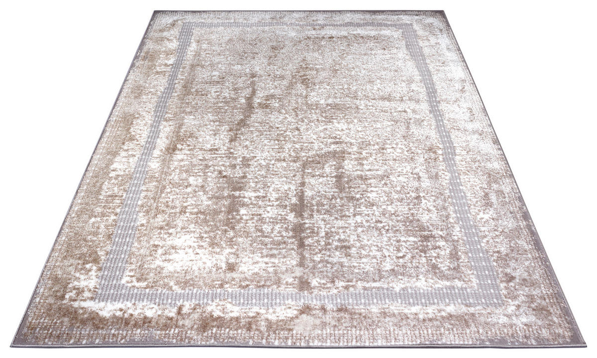 VINTAGE-TEPPICH 67/120 cm Shine Creme, Silberfarben  - Silberfarben/Creme, Design, Kunststoff (67/120cm)