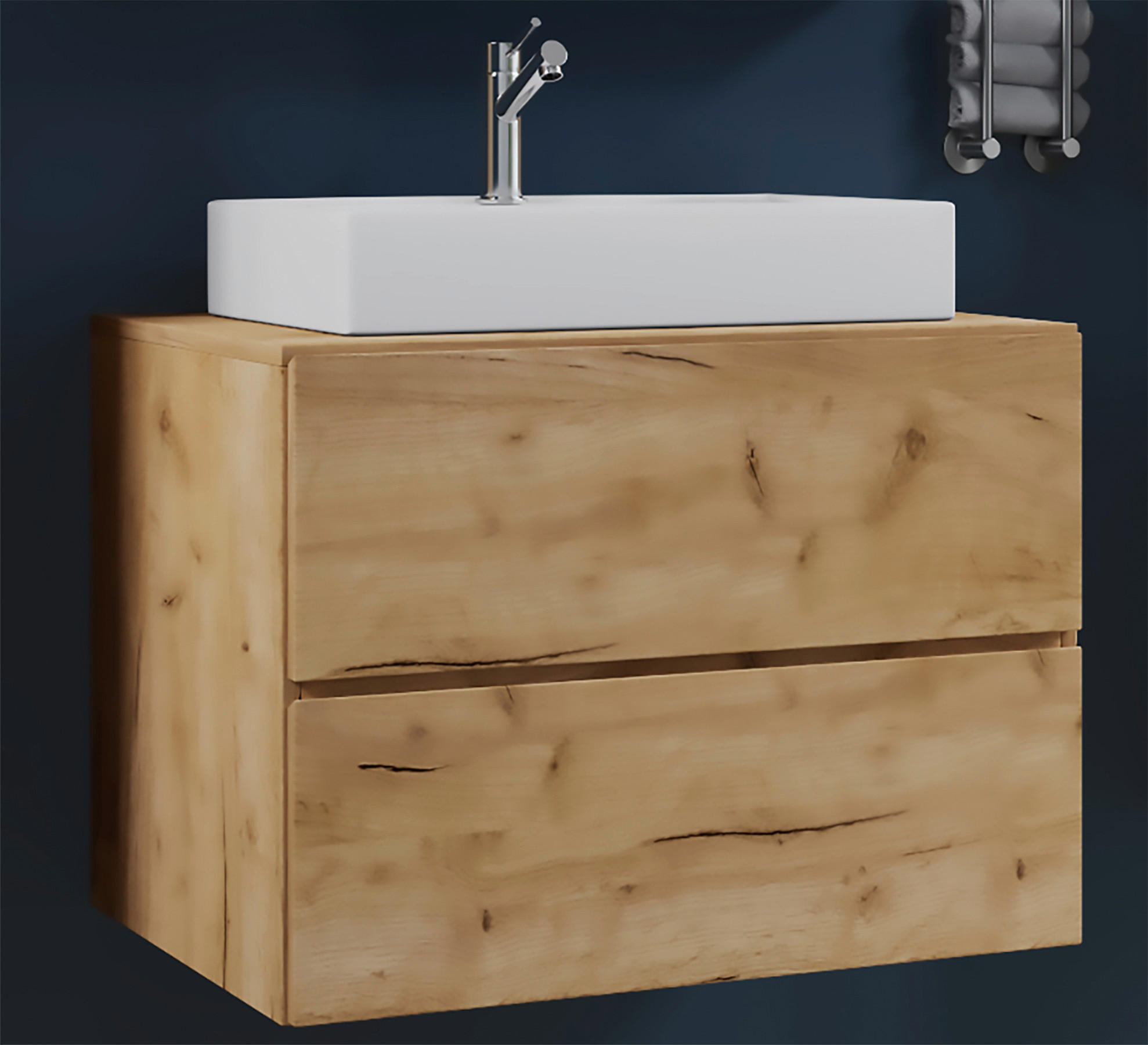 WASCHTISCHKOMBI 60 cm  - Honigeiche/Eichefarben, MODERN, Keramik/Holzwerkstoff (60cm) - MID.YOU