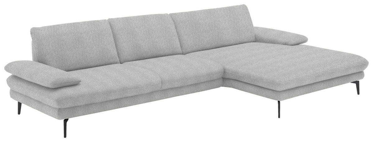 ECKSOFA in Chenille Ecru  - Ecru/Schwarz, Design, Textil/Metall (310/180cm) - Dieter Knoll
