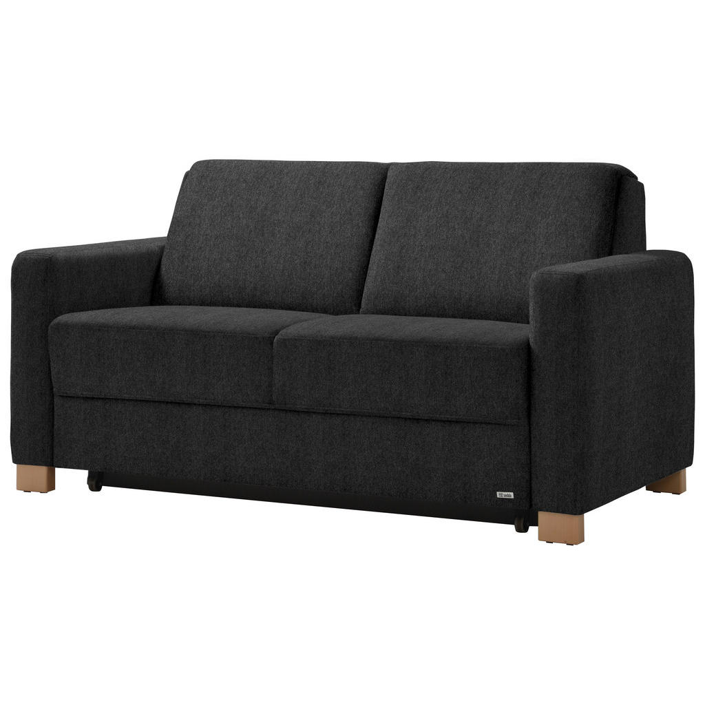 Thumbnail - Sedda Schlafsofa, Anthrazit, Textil, Eiche, Uni, 2-Sitzer, 160x86x92 cm, Austria Gütezeichen, AZO-frei, Made in Austria,...