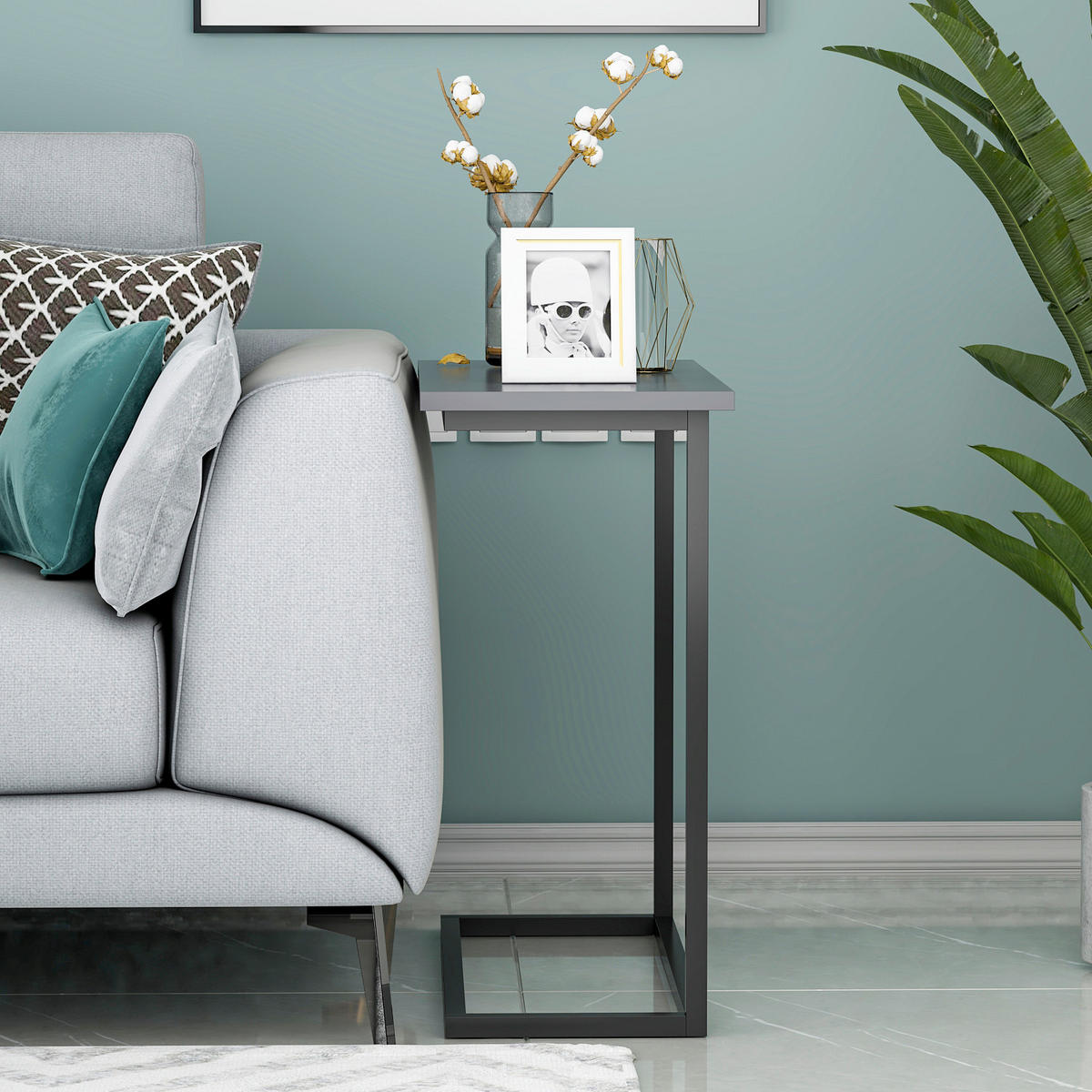 BEISTELLTISCH 64/30/62 cm Narin Beistelltisch Anthrazit rechteckig  - Anthrazit/Schwarz, Design, Holzwerkstoff/Metall (64/30/62cm) - Livetastic