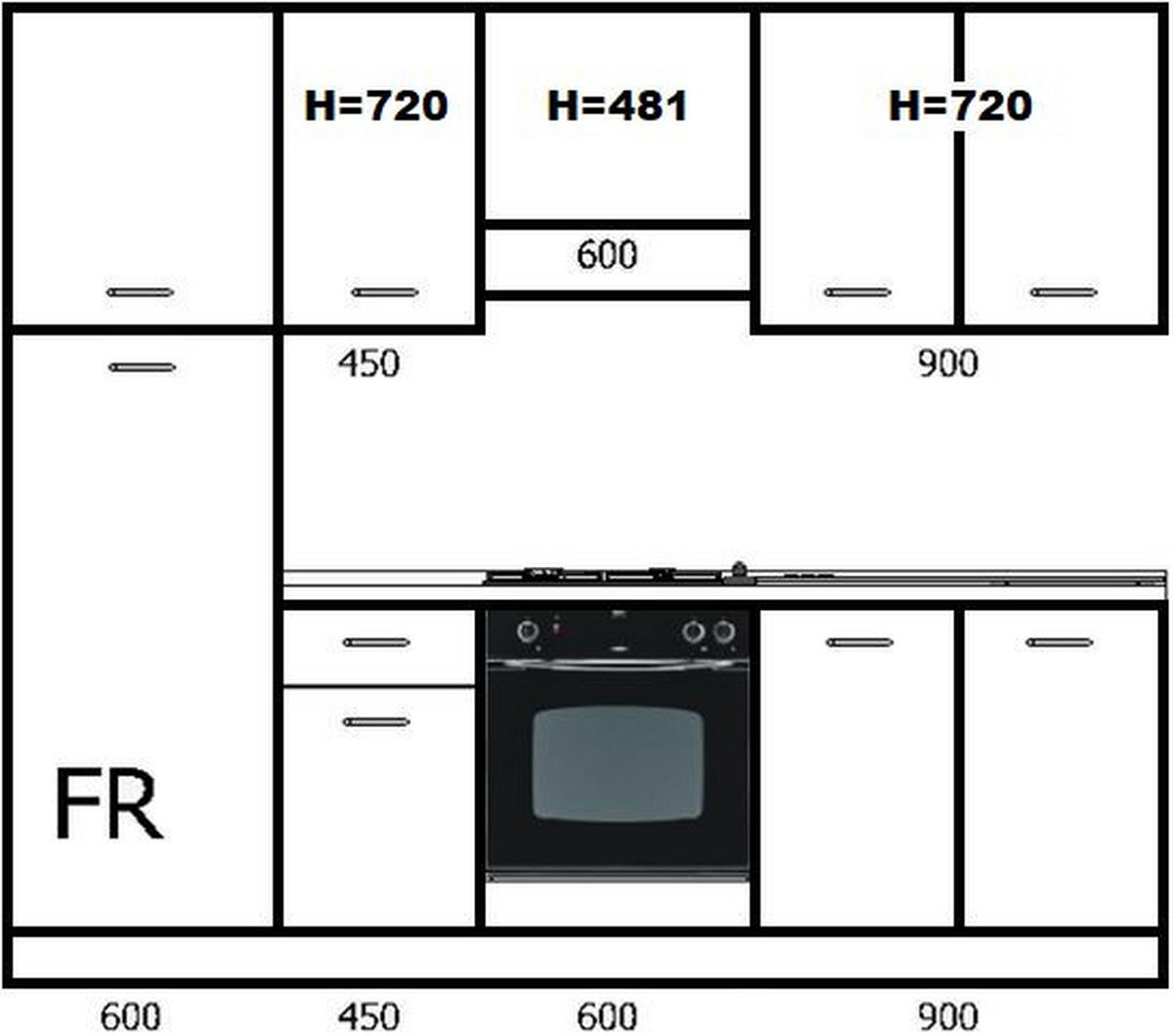 KUHINJSKI BLOK  bela  - boja aluminijuma/bela, Osnovno, pločasti materijal/plastika (255/216/60cm) - Xora