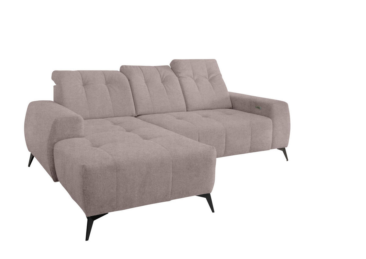 ECKSOFA in Mikrofaser Taupe  - Taupe/Schwarz, Modern, Textil/Metall (180/258cm) - Livetastic