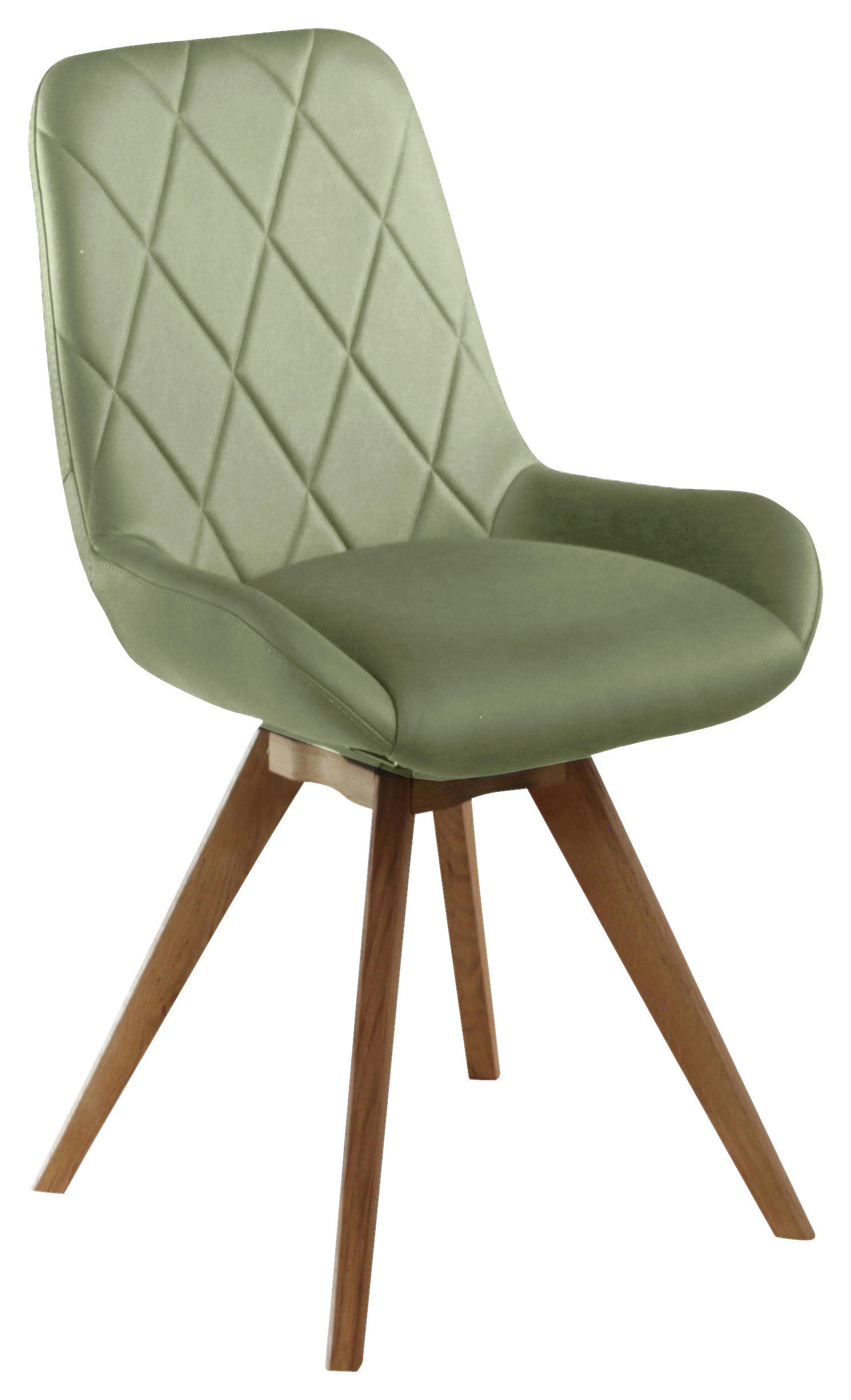 STUHL Lederlook (vegan) Grün, Eichefarben Eiche teilmassiv  - Eichefarben/Grün, KONVENTIONELL, Holz/Textil (58/87/64,5cm) - Linea Natura