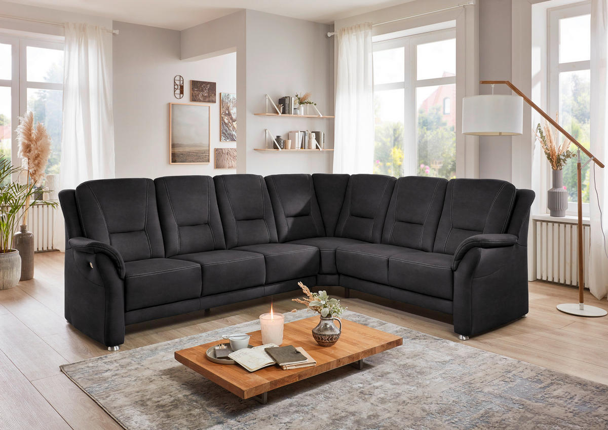ECKSOFA in Mikrofaser Anthrazit  - Anthrazit/Beige, Konventionell, Textil/Metall (275/223cm) - Beldomo Comfort