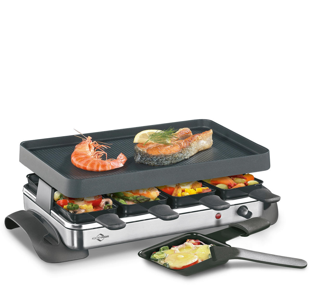 RACLETTE-GRILL GRANDE 8  - Silberfarben, Basics, Kunststoff/Metall (46,2/24,4/14,2cm) - KÜCHENPROFI