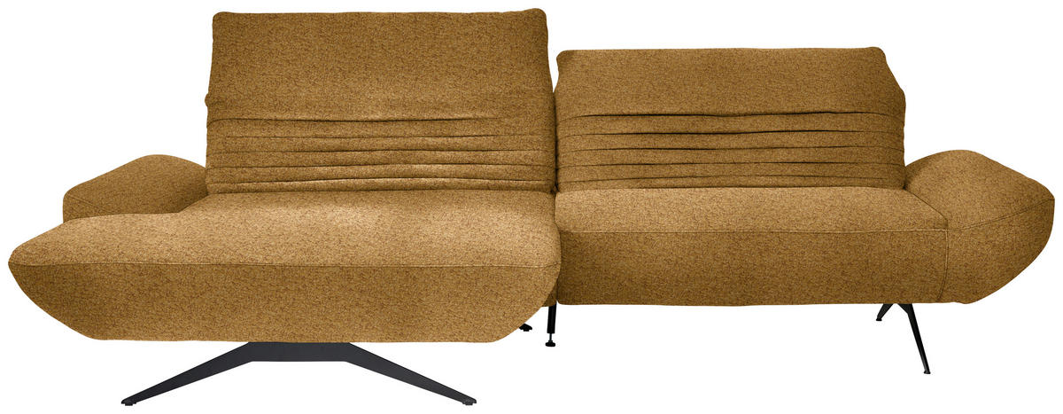 ECKSOFA  in Bouclé Currygelb  170-195/280 cm  - Currygelb/Schwarz, Design, Textil/Metall (170-195/280cm) - Dieter Knoll