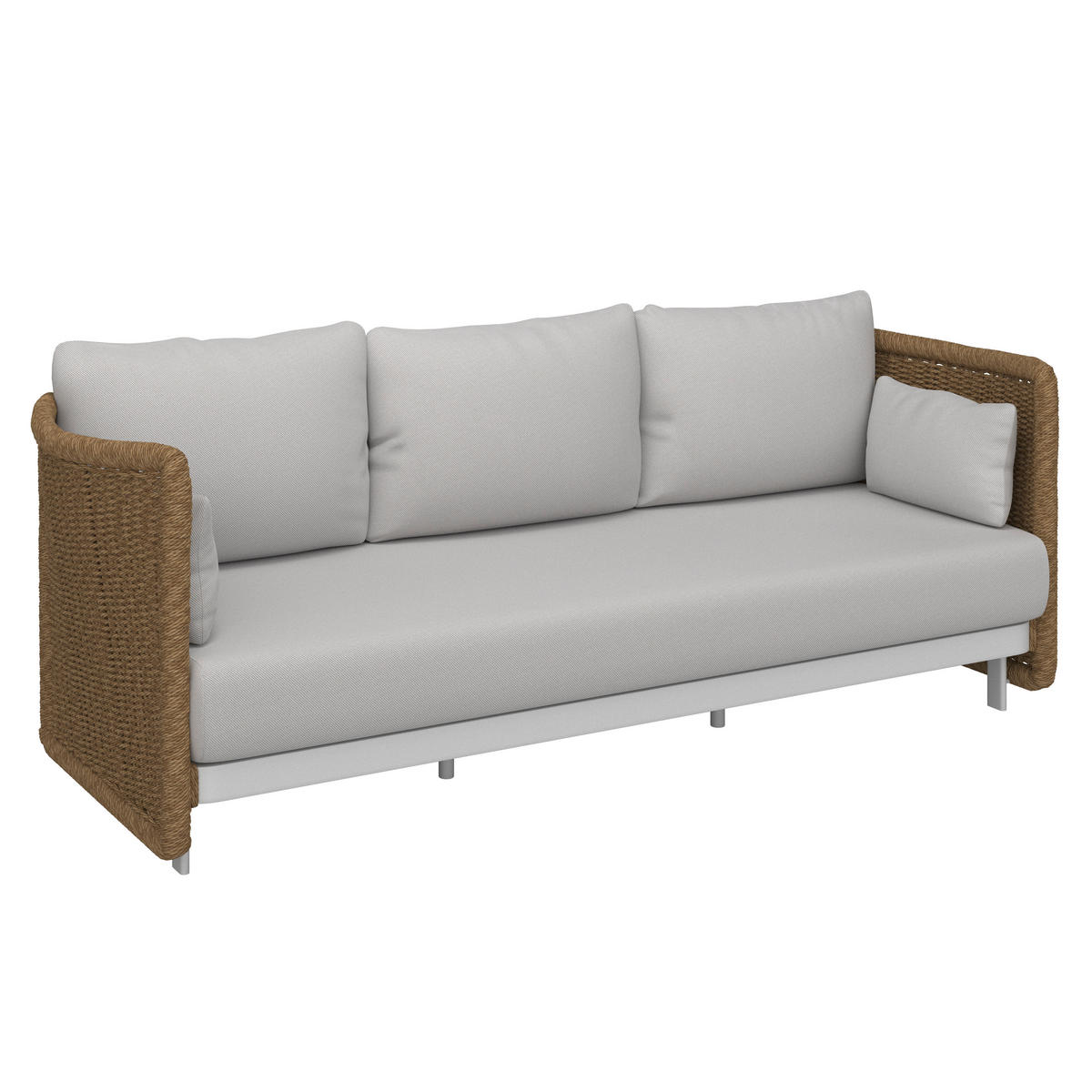SOFA ZA BAŠTU  - bela/prirodna boja, Moderno, metal/tekstil (230/73/87cm) - Amatio