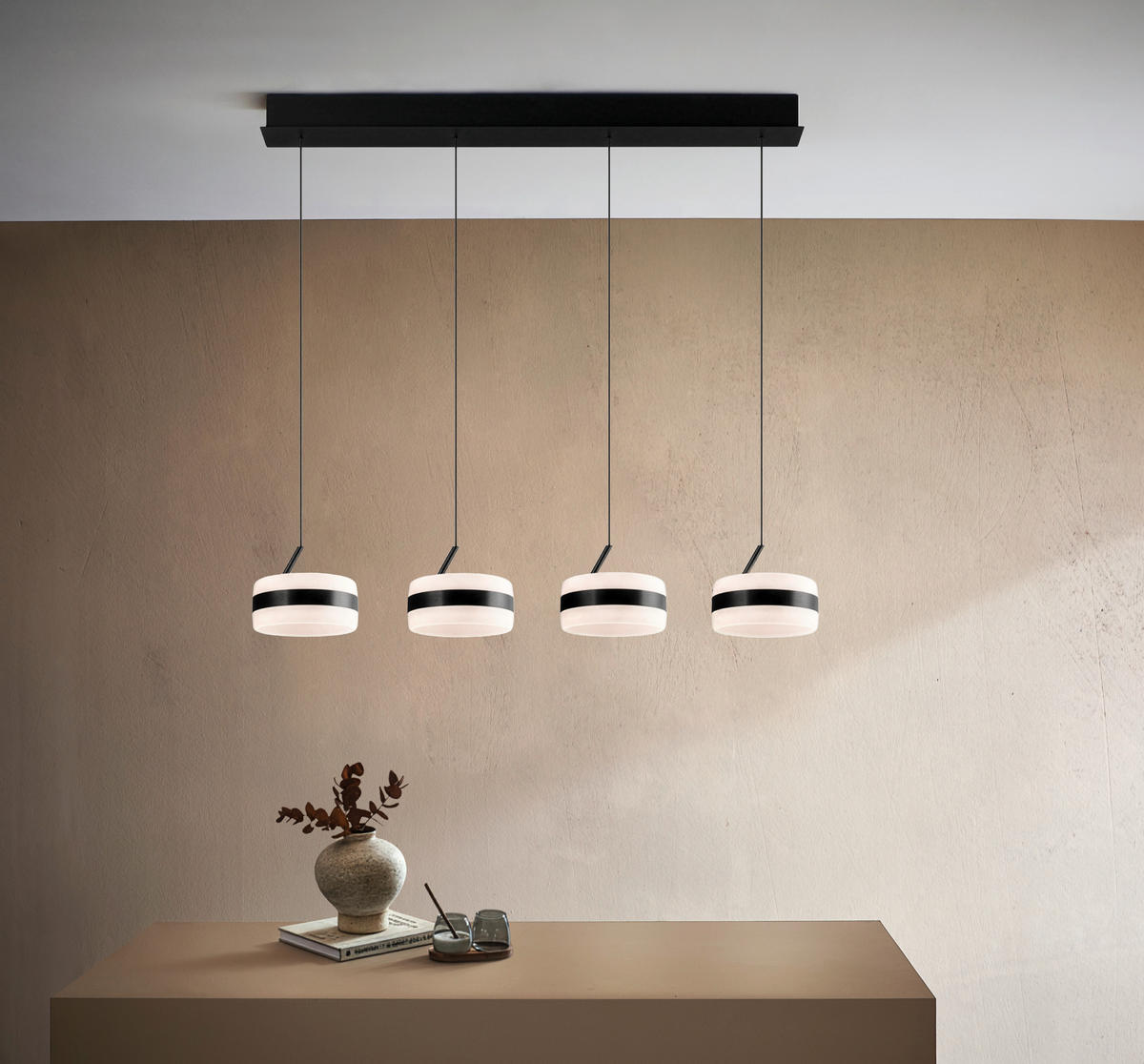 ZÁVESNÉ LED SVIETIDLO, 85/15,5/150 cm  - biela/niklová, Design, kov/plast (85/15,5/150cm)