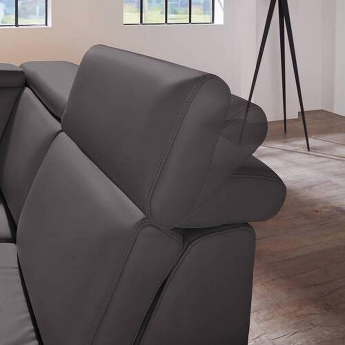 ECKSOFA in Echtleder Dunkelbraun  271/239 cm  - Dunkelbraun/Alufarben, Design, Leder/Metall (271/239cm) - Cantus