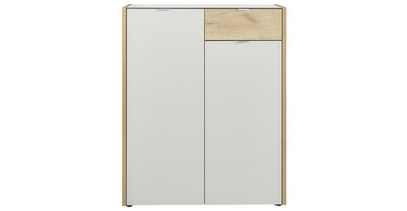 SCHUHSCHRANK Eichefarben, Kaschmir - Kaschmir/Eichefarben, Design, Glas/Holzwerkstoff (91/110/40cm) - Voleo