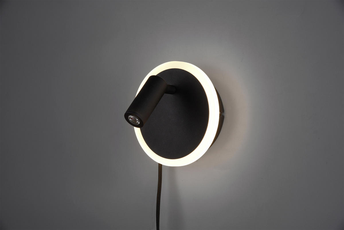 NÁSTENNÉ LED SVIETIDLO, 15 cm - čierna, Basics, kov/plast (15cm)