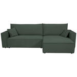 ECKSOFA inkl. Funktionen Dunkelgrün Cord  - Dunkelgrün/Schwarz, Design, Textil (267/141cm) - Xora