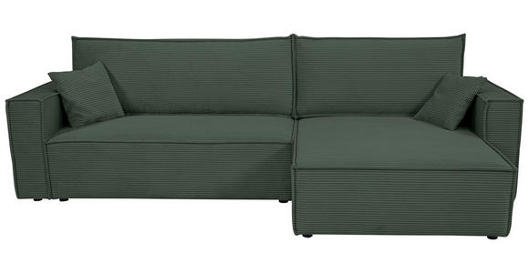 ECKSOFA inkl. Funktionen Dunkelgrün Cord  - Dunkelgrün/Schwarz, Design, Textil (267/141cm) - Xora