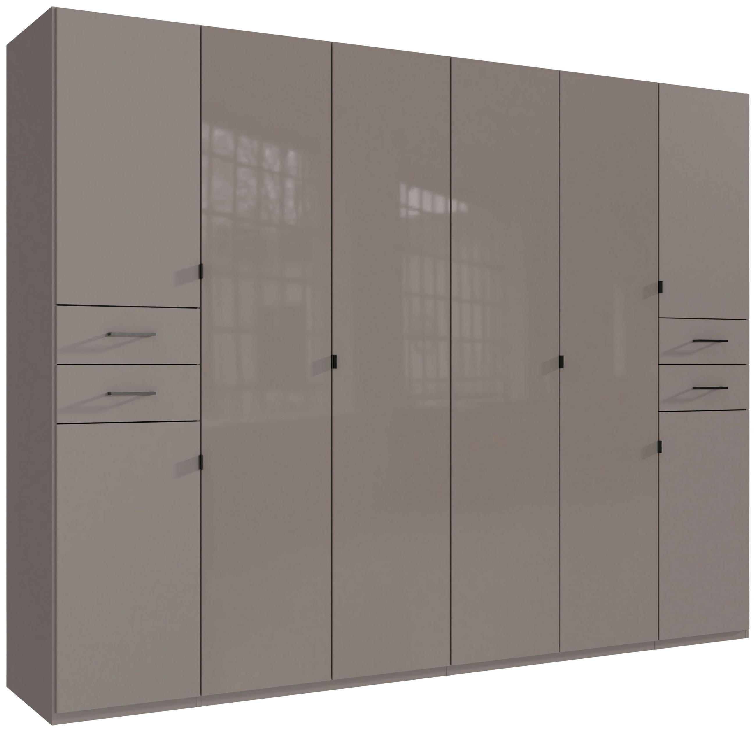KLEIDERSCHRANK 270/208/58 cm,  in Sahara, 8-türig  - Schwarz/Sahara, KONVENTIONELL, Glas/Holzwerkstoff (270/208/58cm) - Boxxx