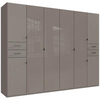 KLEIDERSCHRANK 270/208/58 cm,  in Sahara, 8-türig  - Schwarz/Sahara, KONVENTIONELL, Glas/Holzwerkstoff (270/208/58cm) - Boxxx