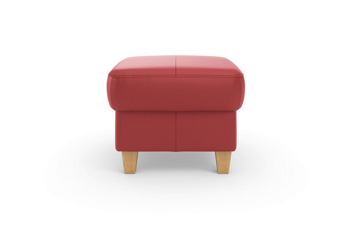TABURETKA, koža, 58/48/58 cm - farba duba/červená, Basics, koža/drevo (58/48/58cm) - Sit & More