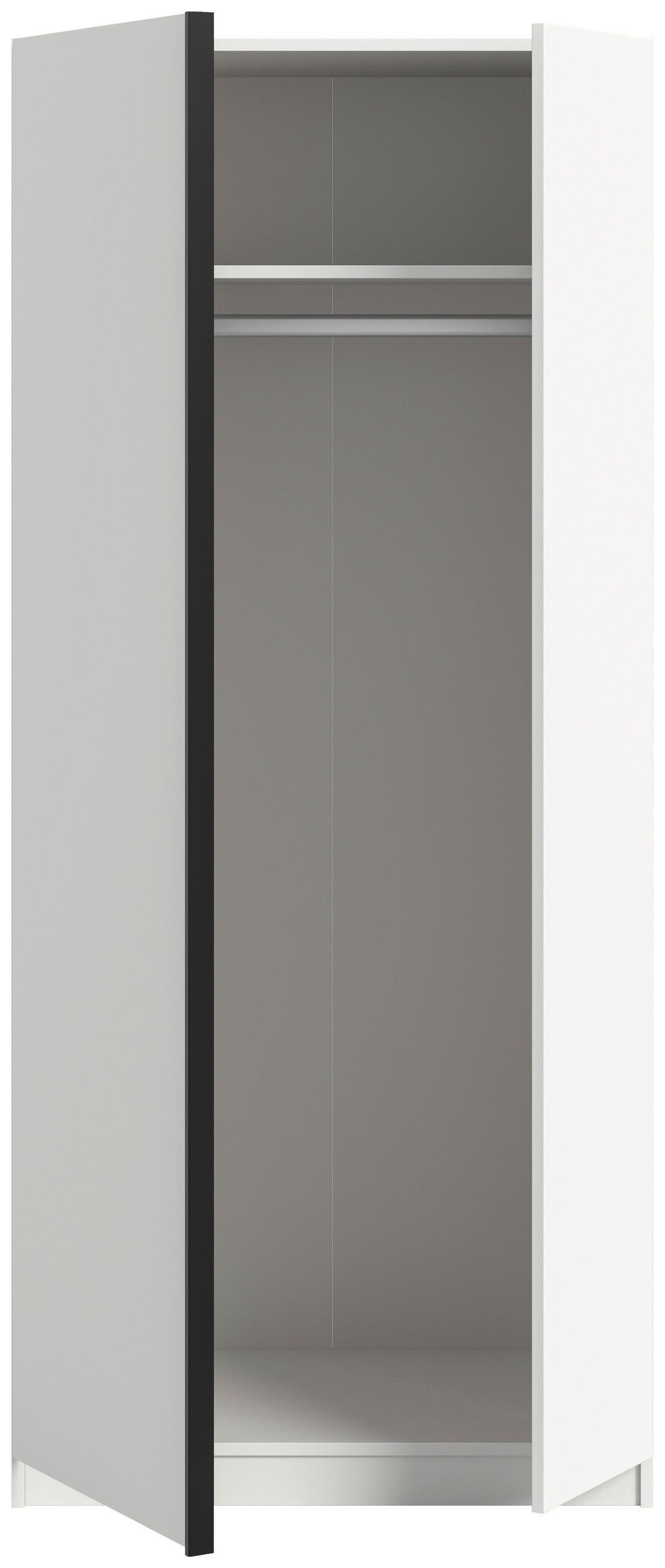 DREHTÜRENSCHRANK 80/183/53 cm,  in Weiß, 2-türig  - Schwarz/Weiß, MODERN, Holzwerkstoff/Kunststoff (80/183/53cm) - MID.YOU