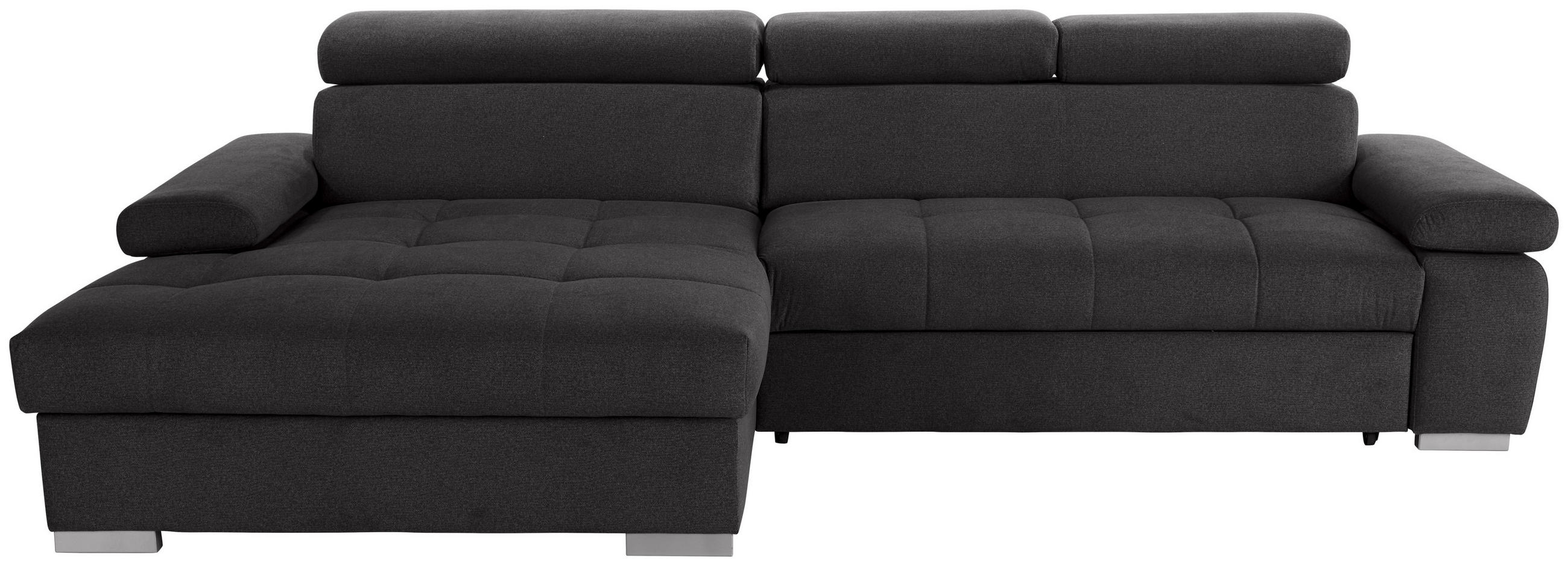 ECKSOFA in Velours Graphitfarben  - Silberfarben/Graphitfarben, Design, Holz/Textil (183/292cm) - Livetastic