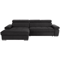 ECKSOFA in Velours Graphitfarben  183/292 cm  - Silberfarben/Graphitfarben, Design, Holz/Textil (183/292cm) - Livetastic