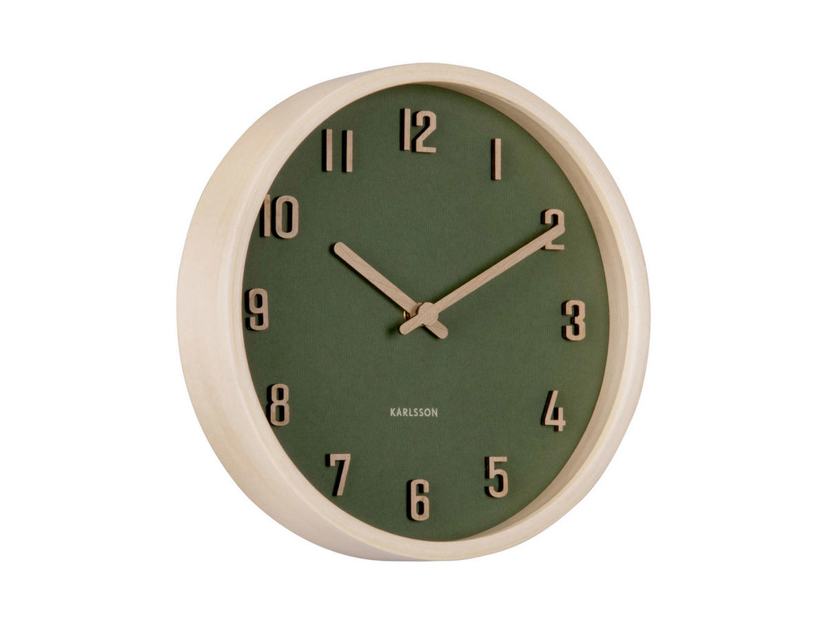 WANDUHR Nervadura Dunkelgrün  - Dunkelgrün, Basics, Holzwerkstoff (22cm) - Karlsson
