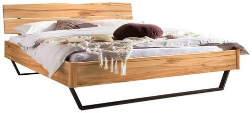 BETT 140/200 cm  in Anthrazit, Buchefarben  - Anthrazit/Buchefarben, Design, Holz/Metall (140/200cm) - Hasena