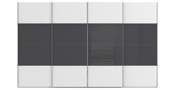 SCHWEBETÜRENSCHRANK  in Schwarz, Weiß  - Chromfarben/Schwarz, KONVENTIONELL, Glas/Holzwerkstoff (361/223/68cm) - Novel