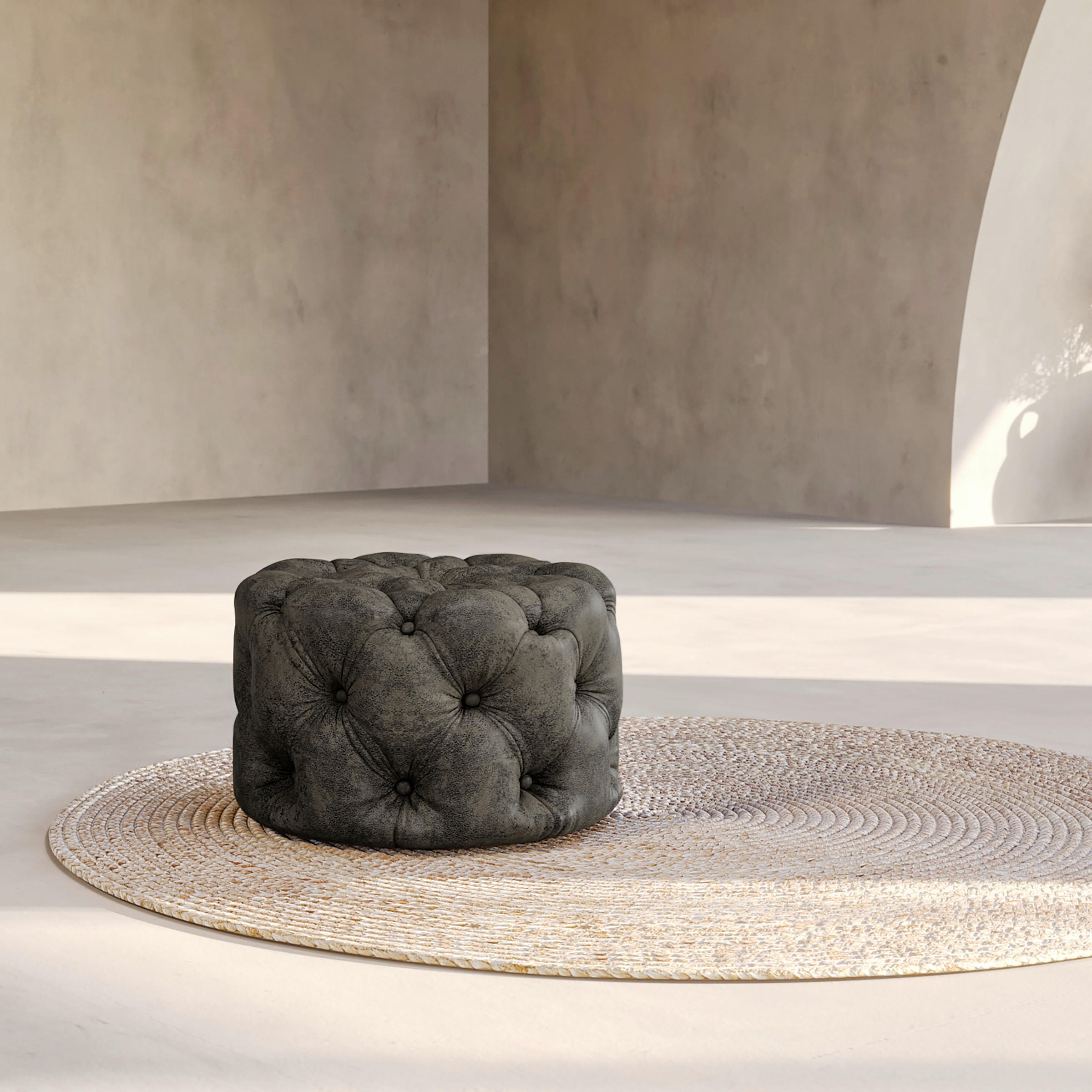 HOCKER in Textil Anthrazit  - Anthrazit/Schwarz, Design, Kunststoff/Textil (60/39/60cm) - P & B